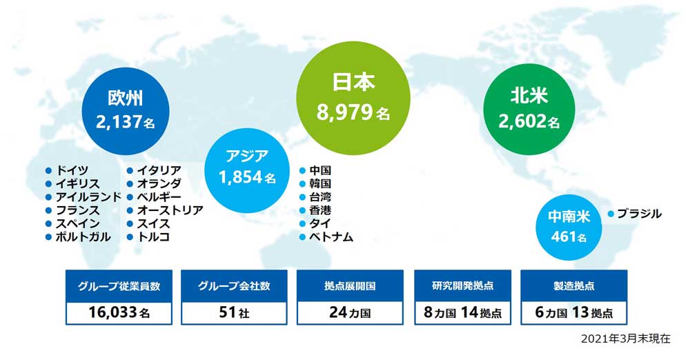 地域別従業員数地図